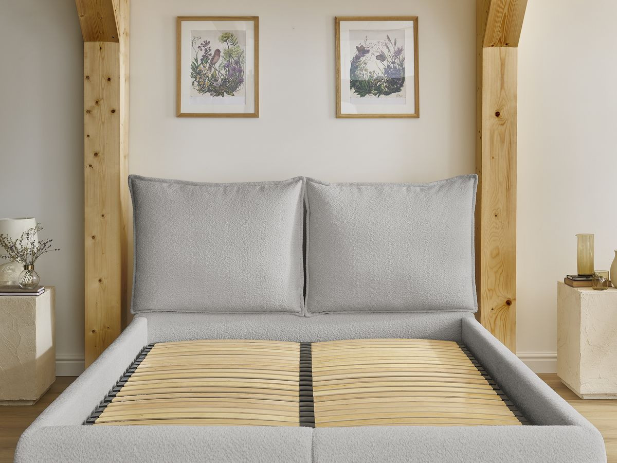 Canapé d'angle fixe EVEREST tissu chiné - Orange - Angle droit - 10 coussins
