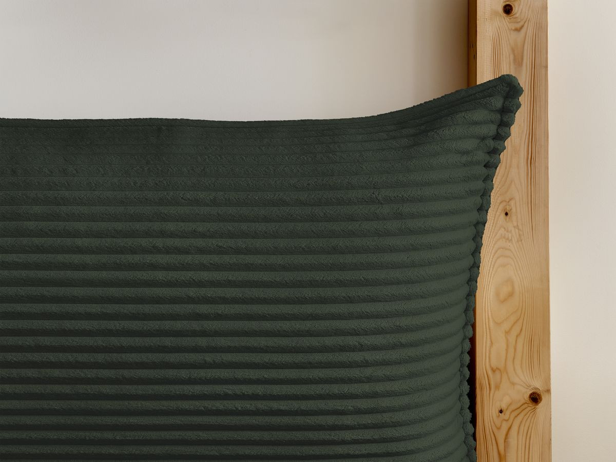 Lit coffre JADE avec tête de lit effet oreiller gros côtelé doux