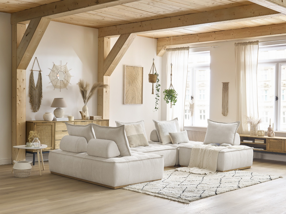 ELISA modulaire panoramabank met 3 eenpersoonsfauteuils en 1 tweepersoonsfauteuil