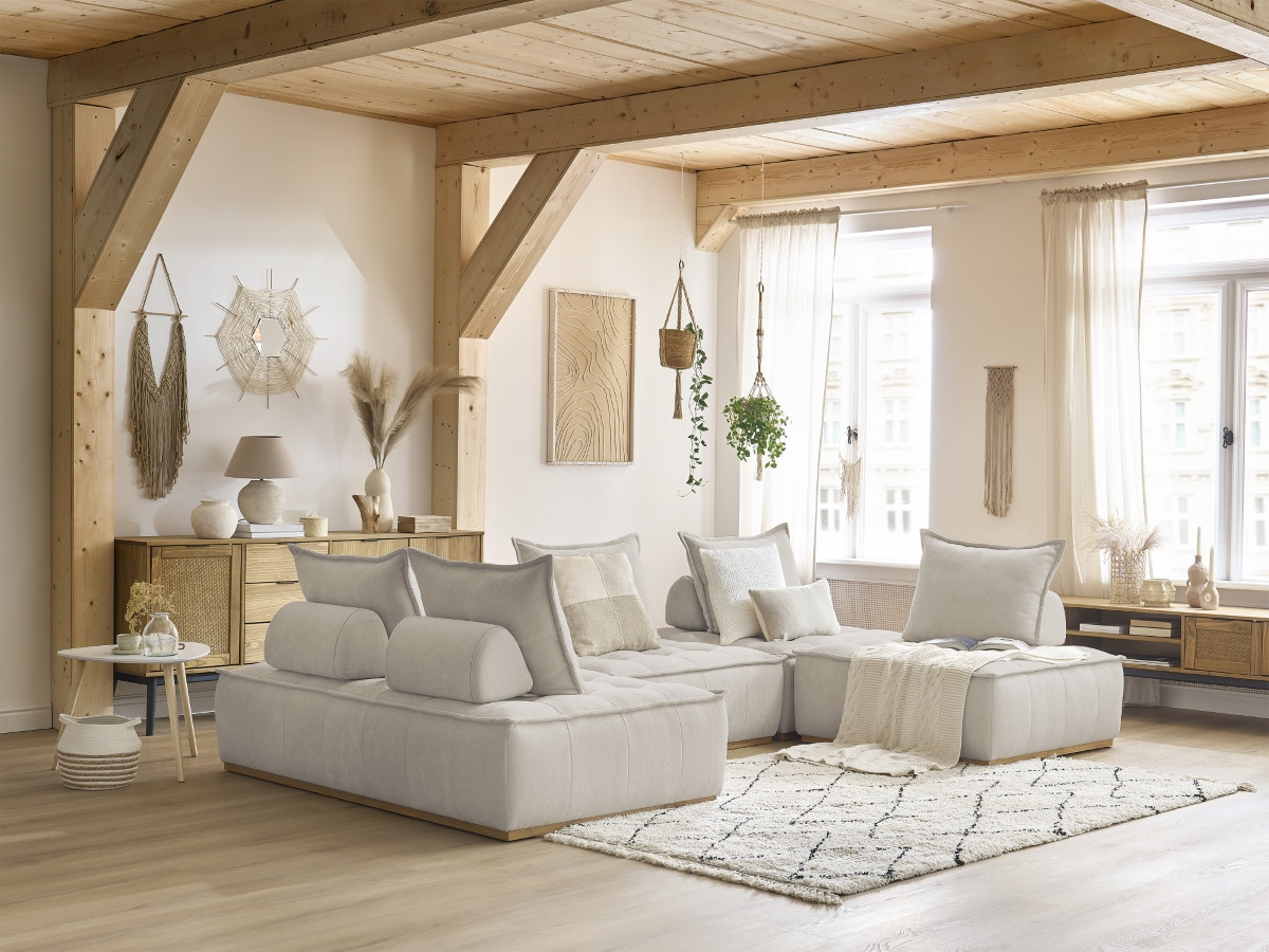 ELISA modulaire panoramabank met 3 eenpersoonsfauteuils en 1 tweepersoonsfauteuil