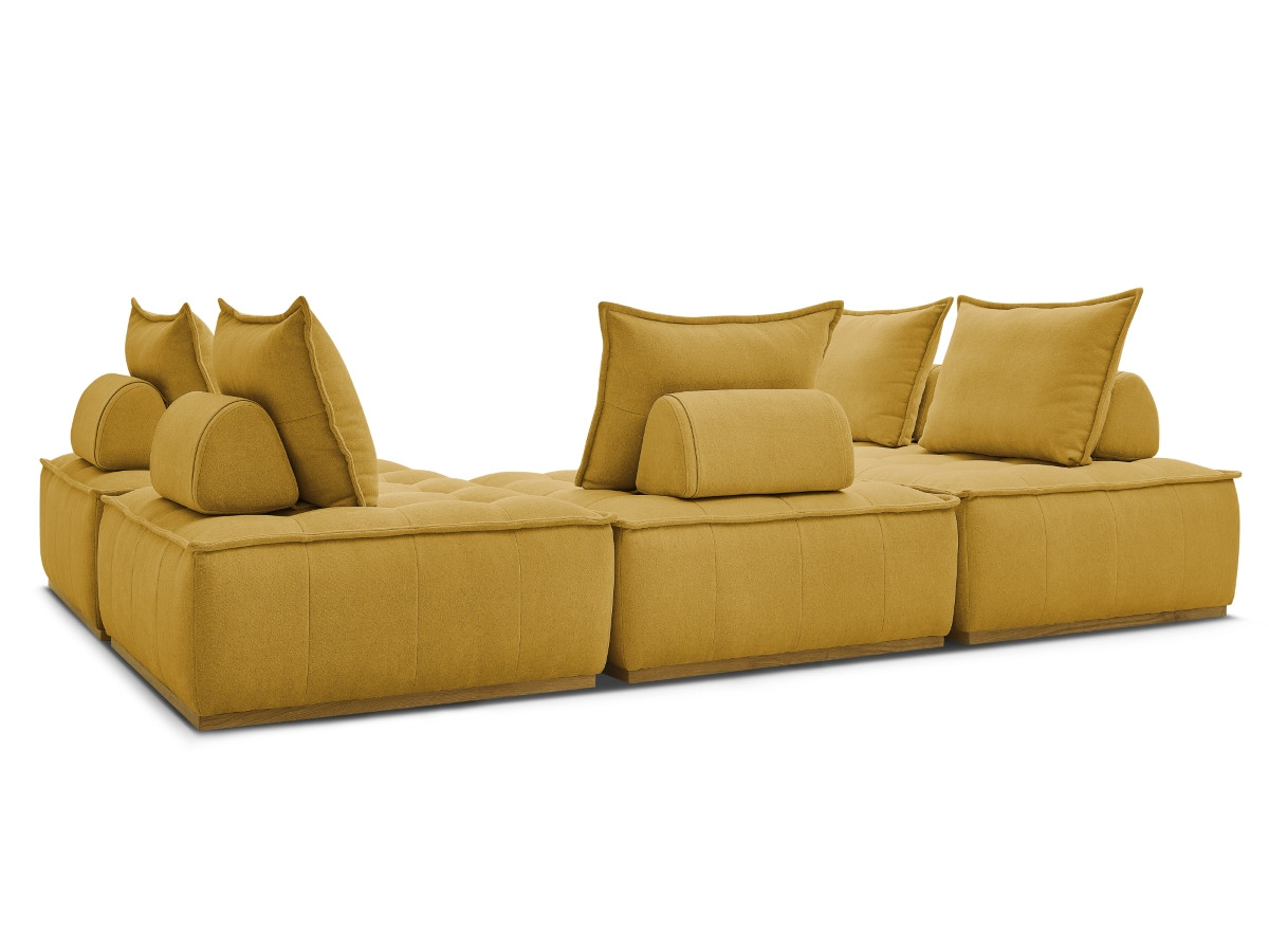Canapé d'angle fixe EVEREST tissu chiné - Orange - Angle droit - 10 coussins