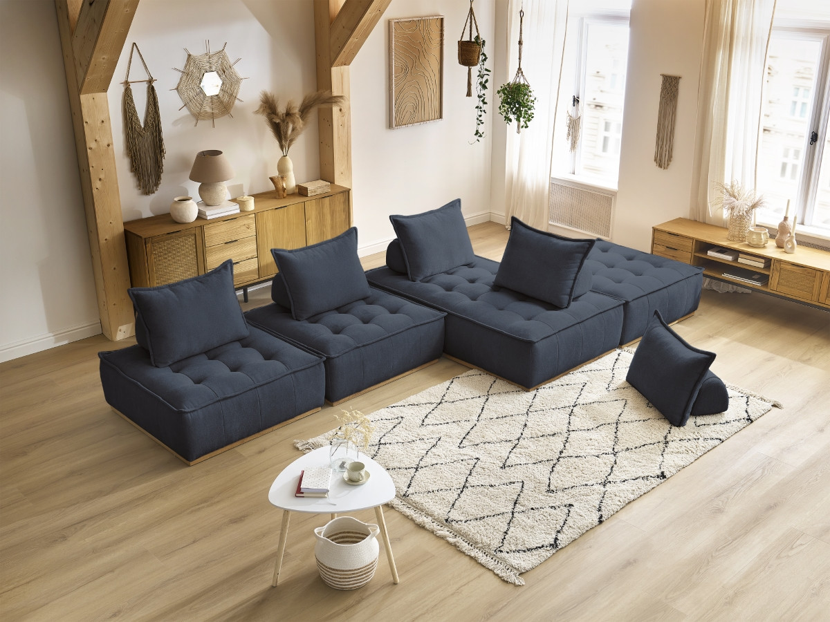 ELISA modulaire panoramabank met 3 eenpersoonsfauteuils en 1 tweepersoonsfauteuil