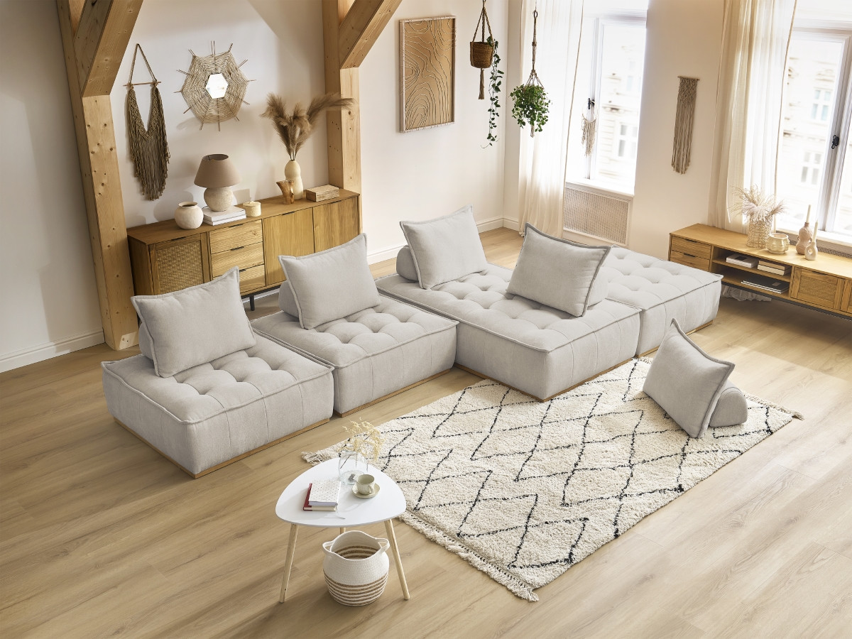 ELISA modulaire panoramabank met 3 eenpersoonsfauteuils en 1 tweepersoonsfauteuil