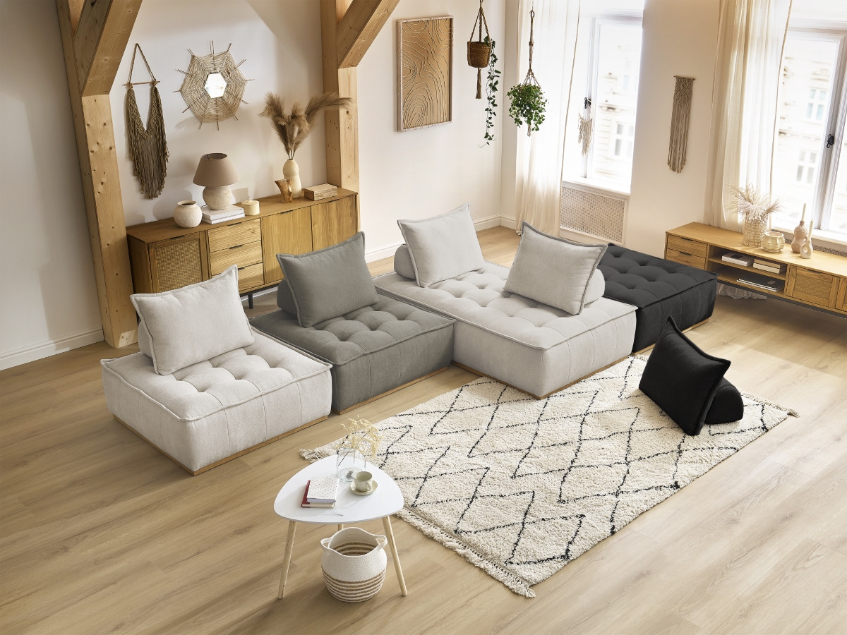 ELISA modulaire panoramabank met 3 eenpersoonsfauteuils en 1 tweepersoonsfauteuil