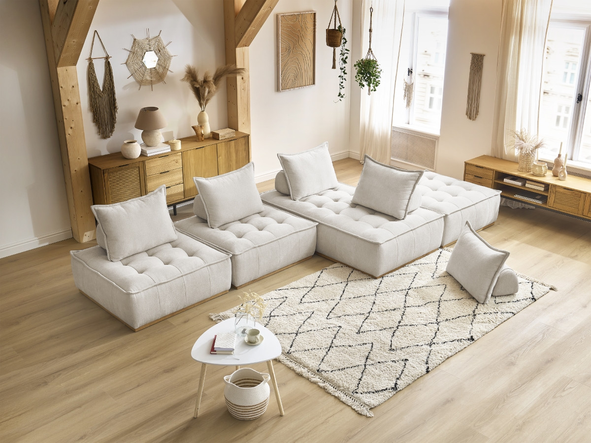 ELISA modulaire panoramabank met 3 eenpersoonsfauteuils en 1 tweepersoonsfauteuil