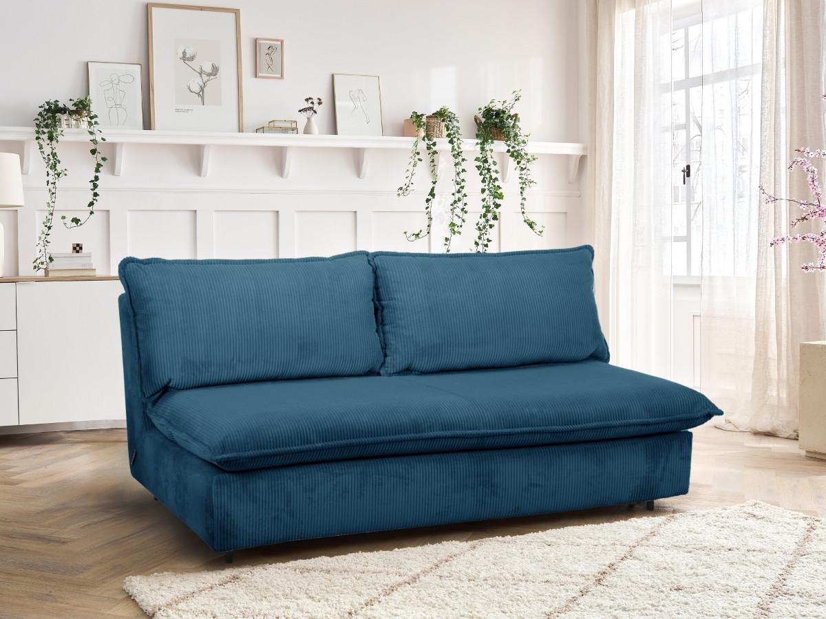 Rozkładana sofa prosta z systemem szybkiego rozkładania ISADORA sztruks