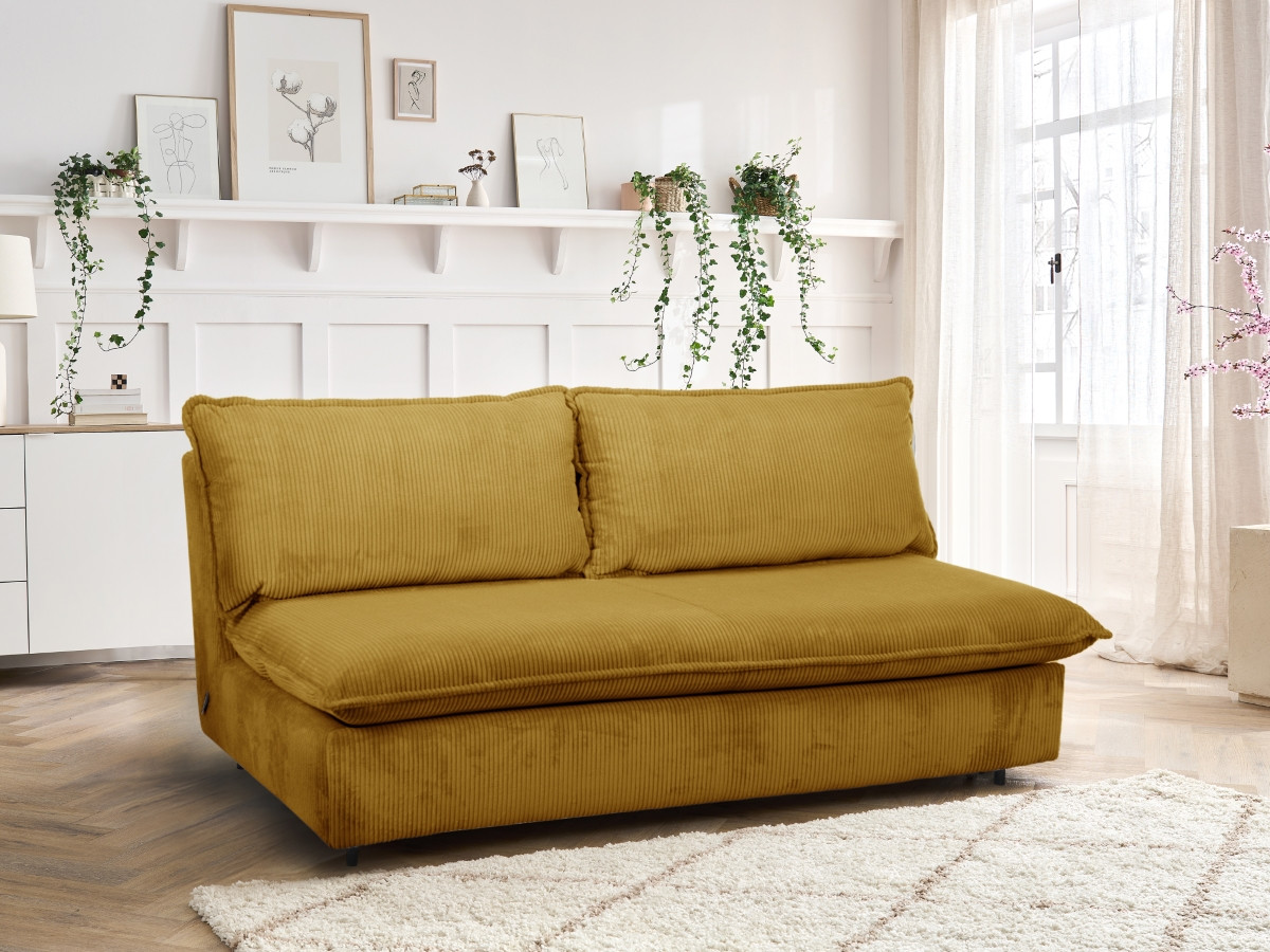 Rozkładana sofa prosta z systemem szybkiego rozkładania ISADORA sztruks