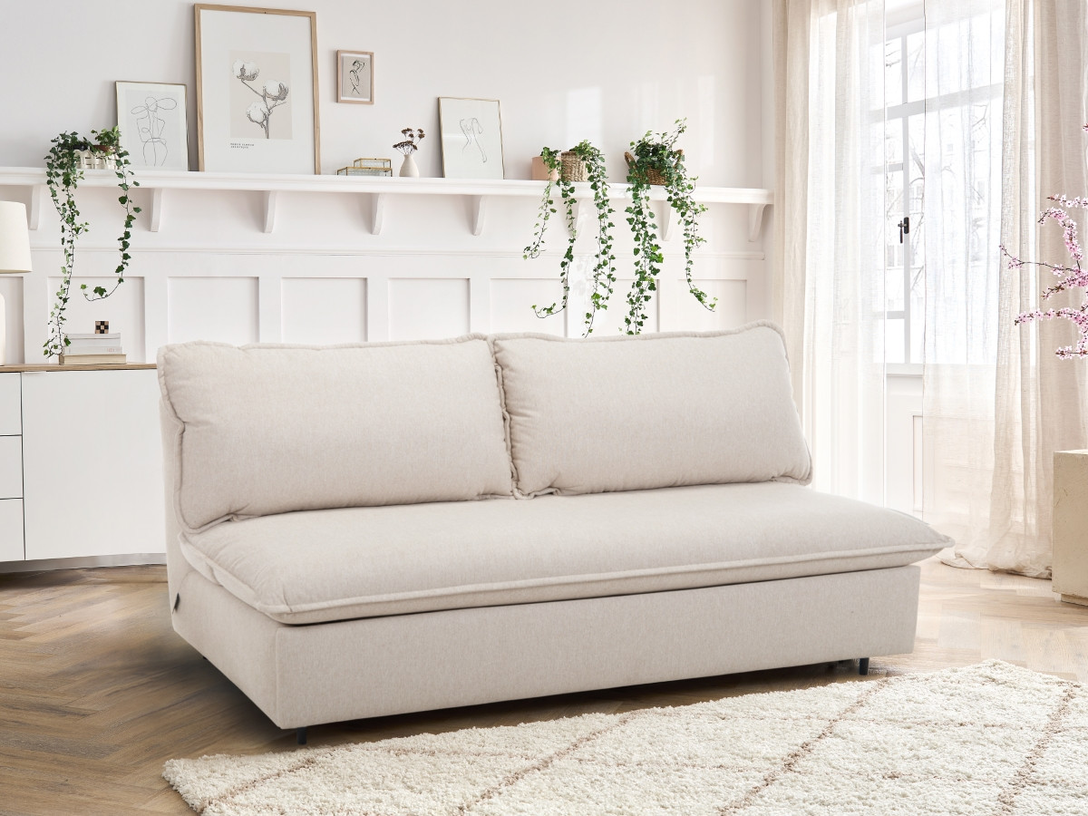 Rozkładana sofa prosta z systemem szybkiego rozkładania ISADORA tkanina melanżowa