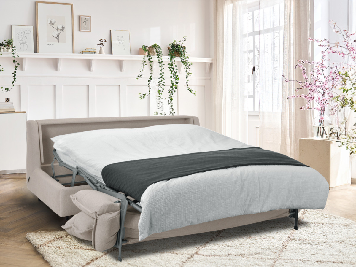 Rozkładana sofa prosta z systemem szybkiego rozkładania ISADORA tkanina melanżowa