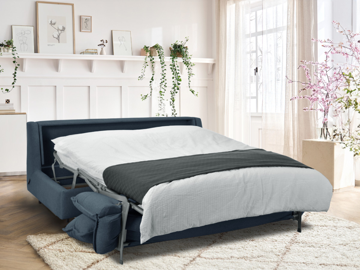 Rozkładana sofa prosta z systemem szybkiego rozkładania ISADORA tkanina melanżowa
