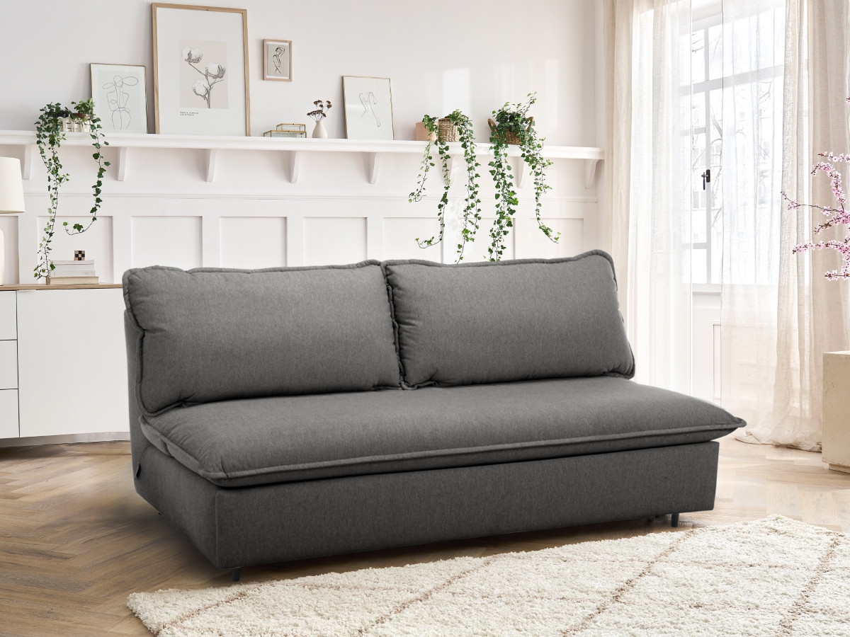 Rozkładana sofa prosta z systemem szybkiego rozkładania ISADORA tkanina melanżowa