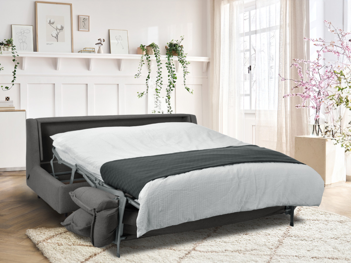 Rozkładana sofa prosta z systemem szybkiego rozkładania ISADORA tkanina melanżowa