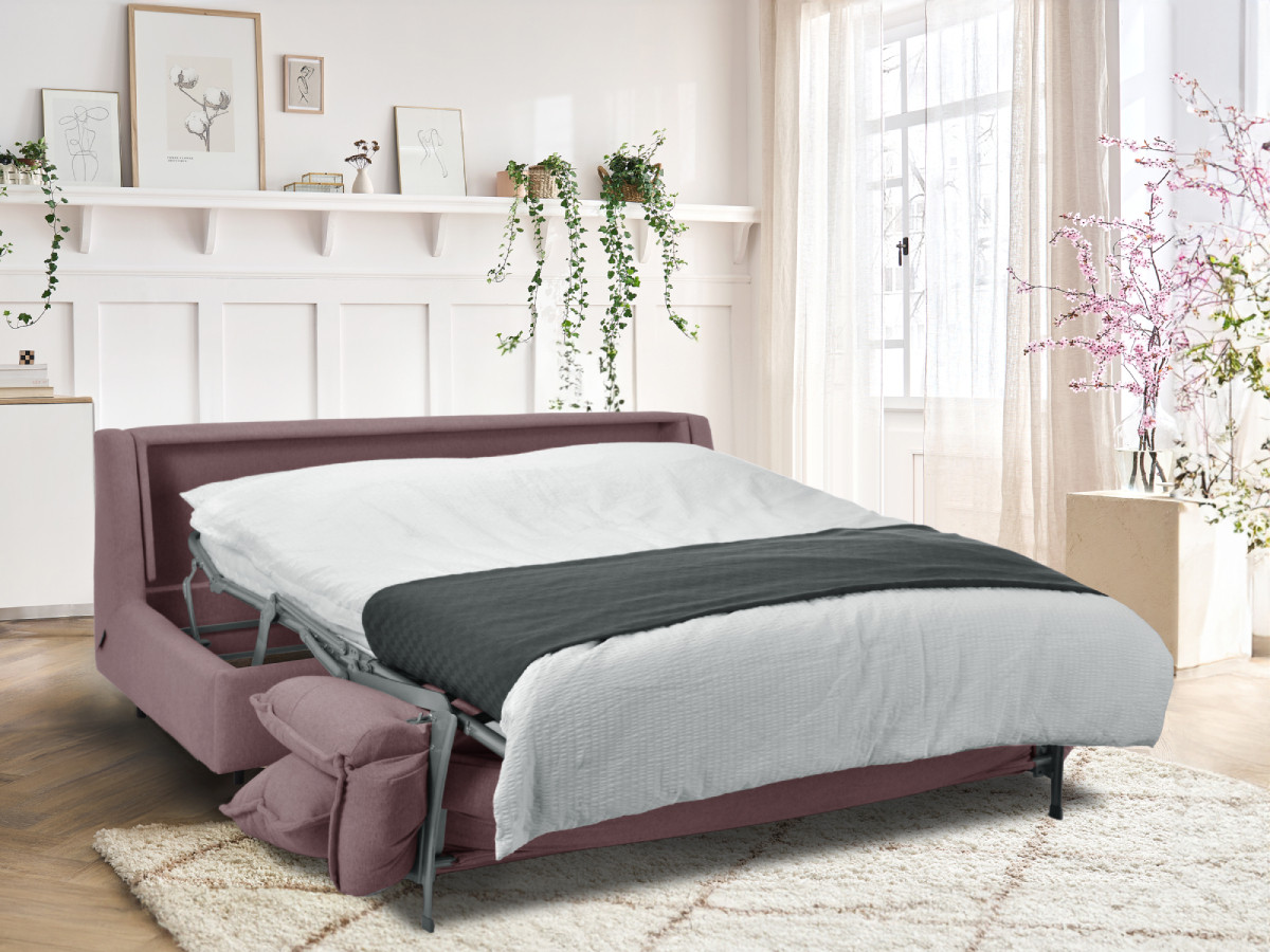 Rozkładana sofa prosta z systemem szybkiego rozkładania ISADORA tkanina melanżowa