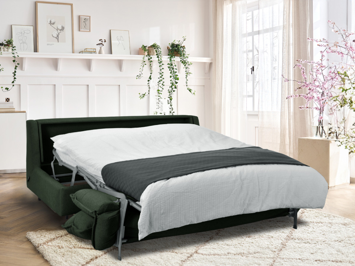Rozkładana sofa prosta z systemem szybkiego rozkładania ISADORA tkanina melanżowa