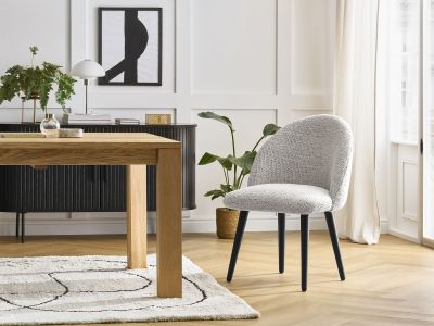 Chaise LALIE tissu chiné et pieds scandinaves noirs