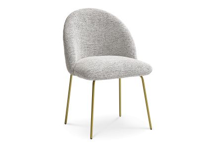 Chaise LALIE tissu chiné et pieds métal or