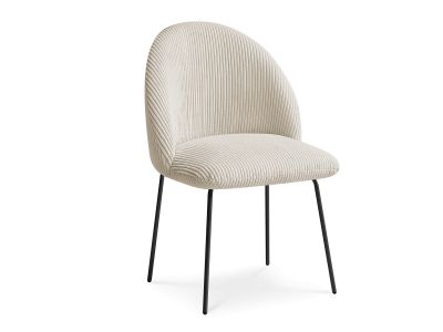 Chaise LALIE tissu velours côtelé et pieds métal noir