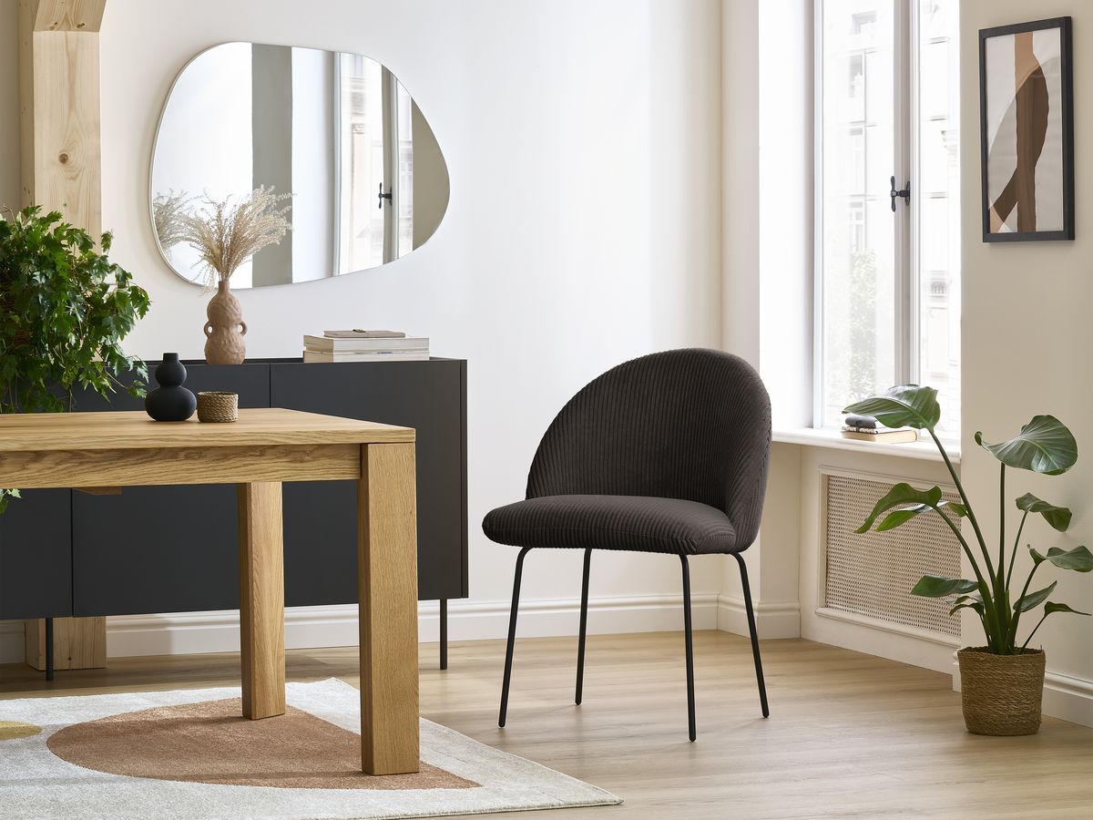 Chaise LALIE velours côtelé et pieds métal noir taupe — vue 5