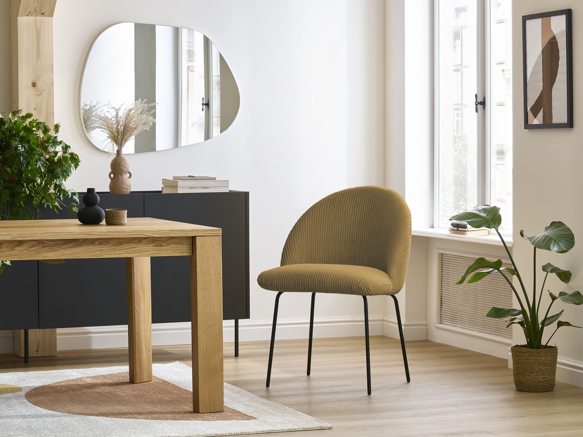 Chaise LALIE velours côtelé et pieds métal noir jaune — vue 5