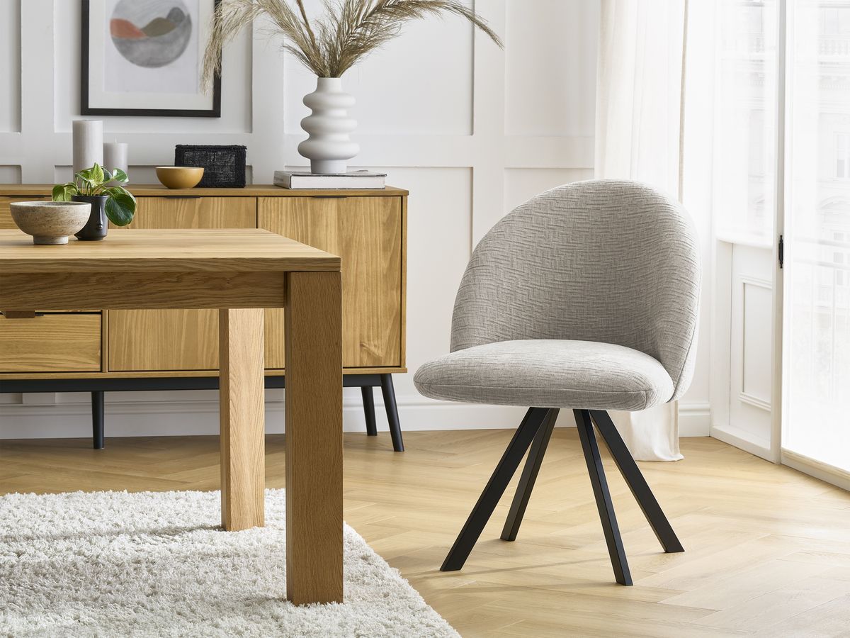 Chaise LALIE tissu texturé et pieds étoile