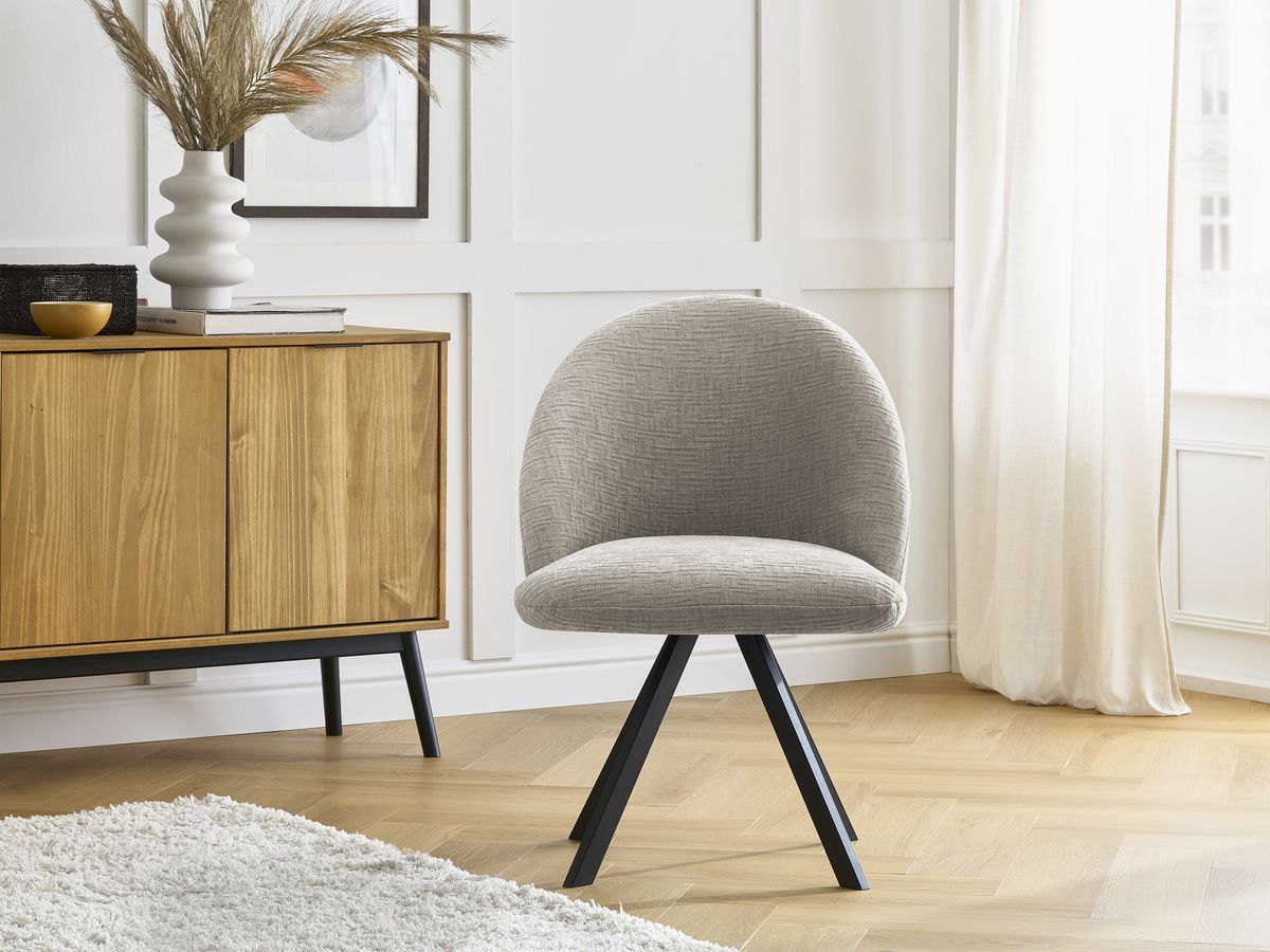 Chaise LALIE texturé et pieds étoile beige — vue 6