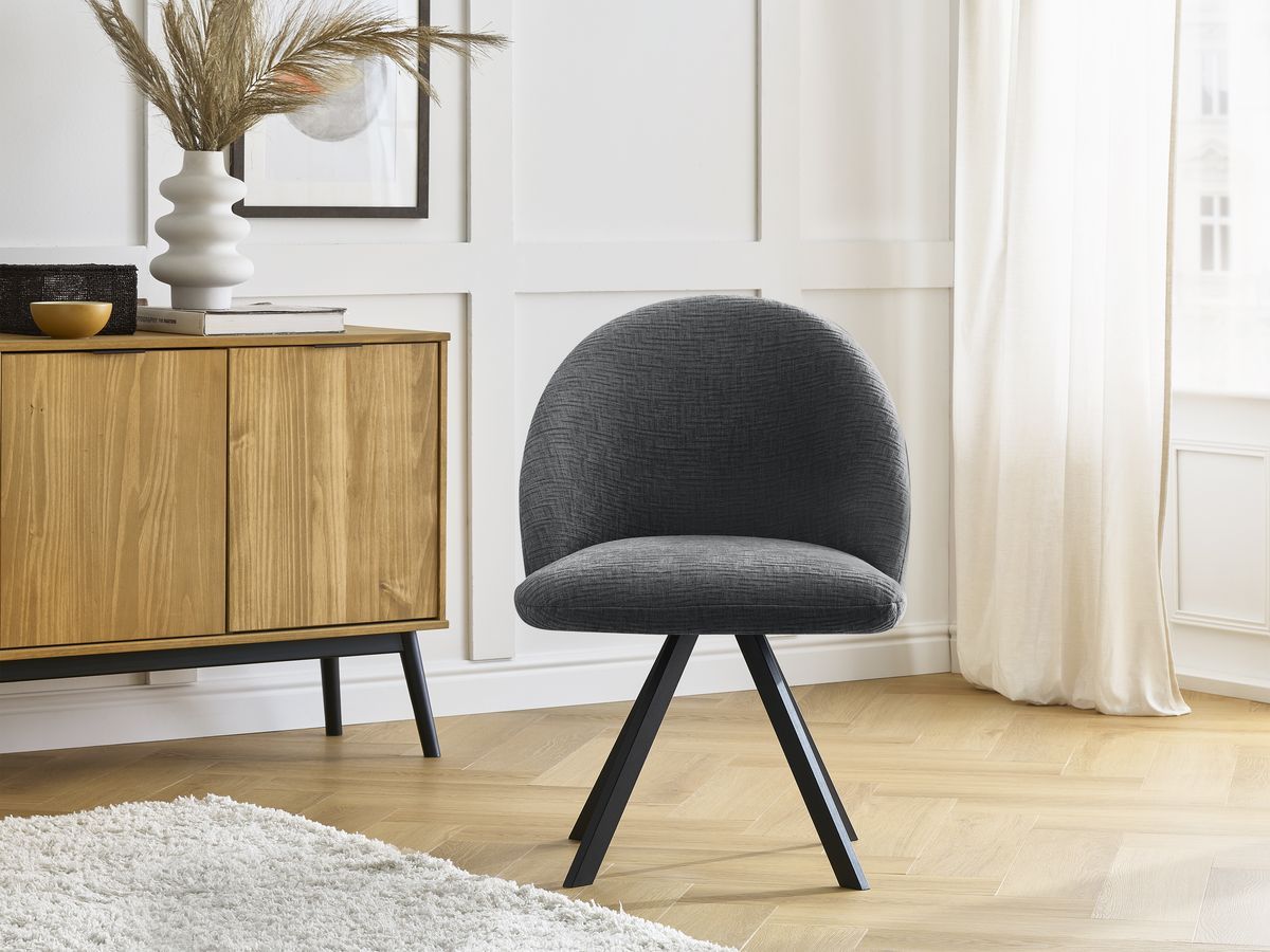 Chaise LALIE tissu texturé et pieds étoile
