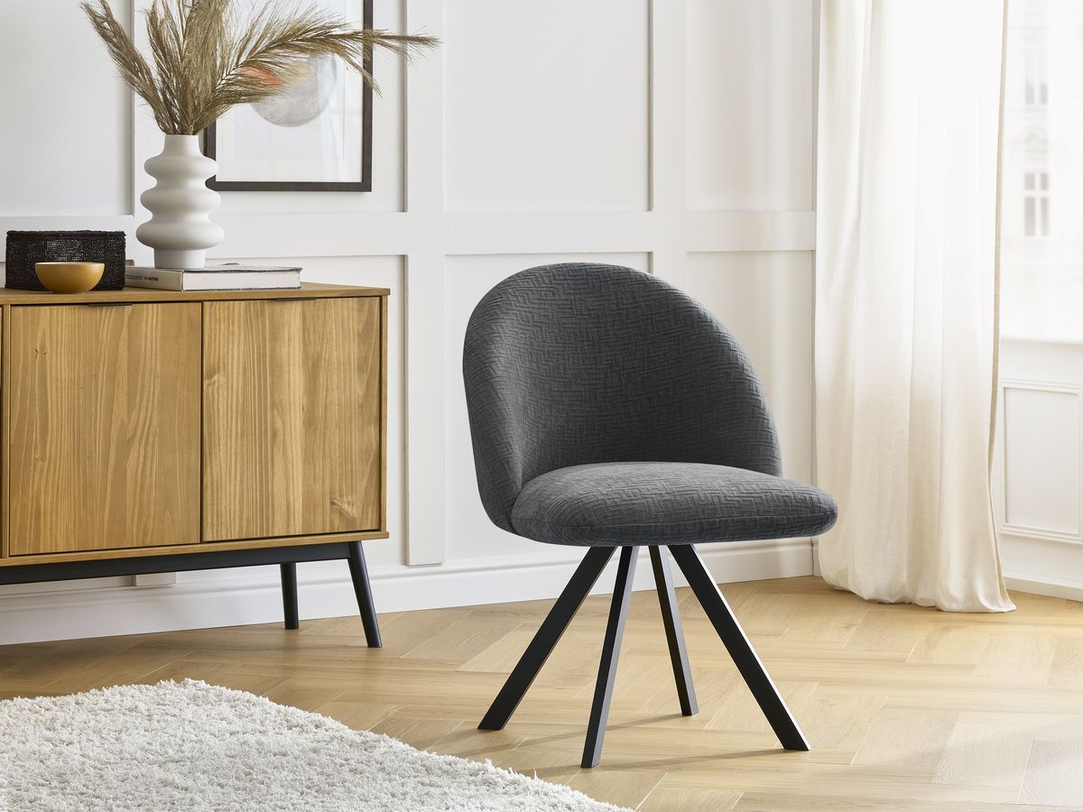 Chaise LALIE tissu texturé et pieds étoile