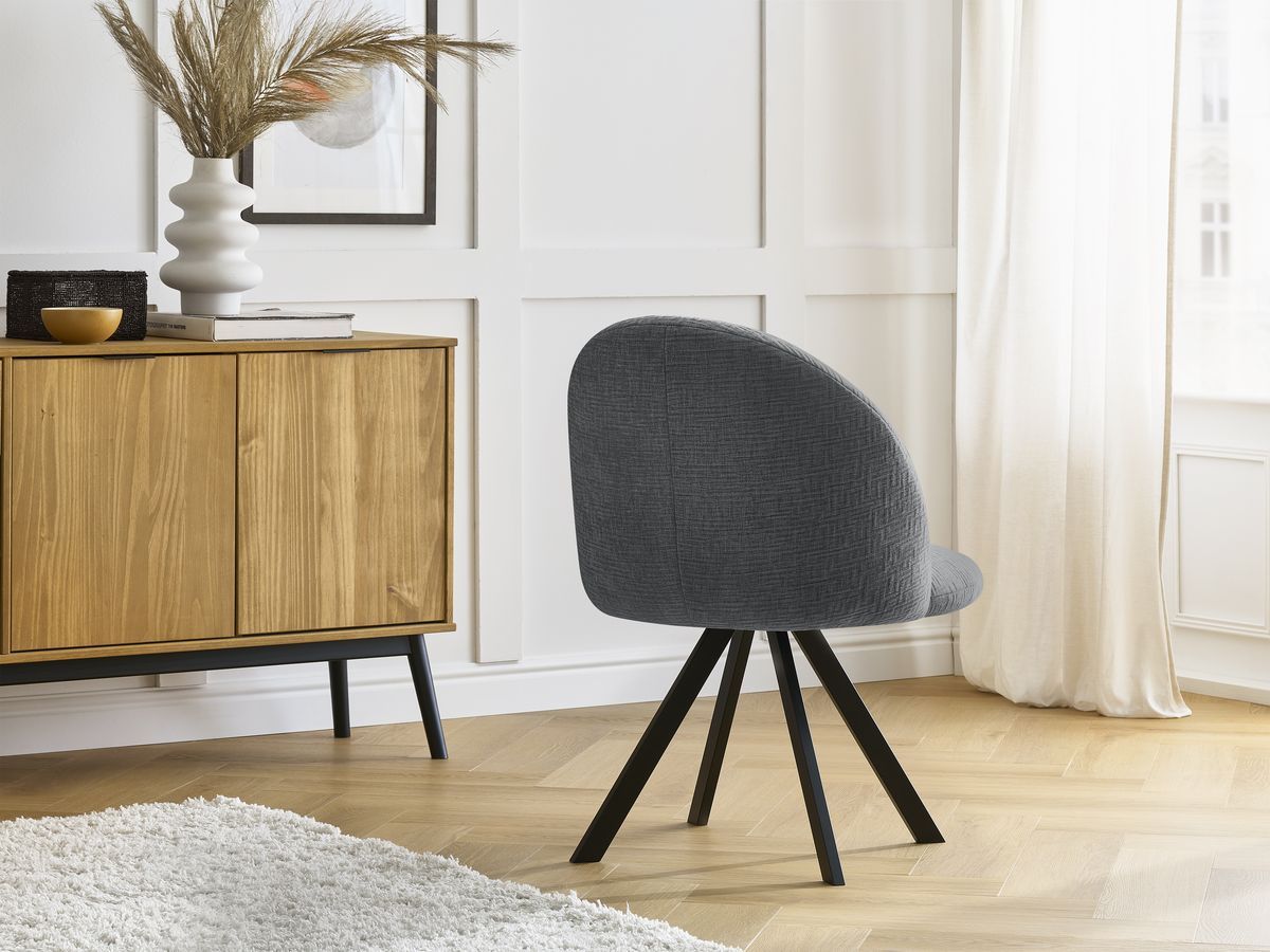 Chaise LALIE tissu texturé et pieds étoile