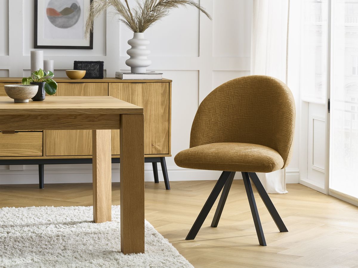 Chaise LALIE tissu texturé et pieds étoile
