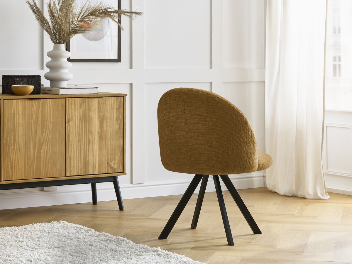 Chaise LALIE tissu texturé et pieds étoile