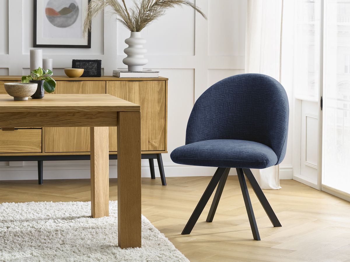 Chaise LALIE tissu texturé et pieds étoile