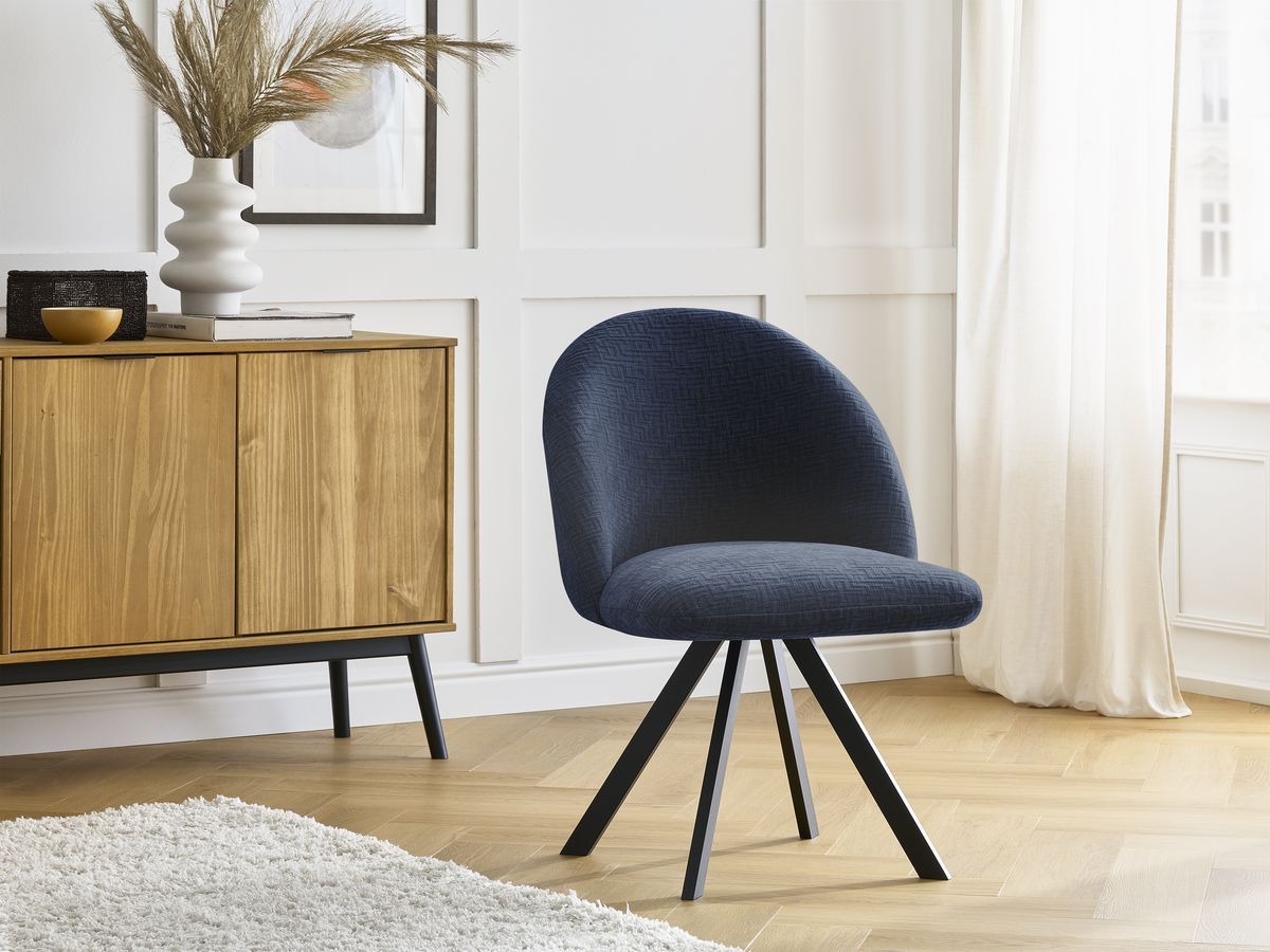 Chaise LALIE tissu texturé et pieds étoile