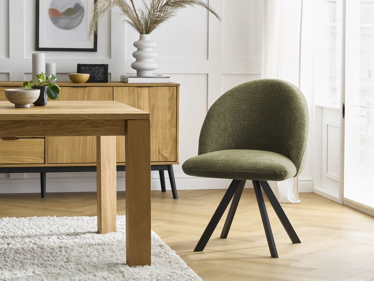 Chaise LALIE tissu texturé et pieds étoile