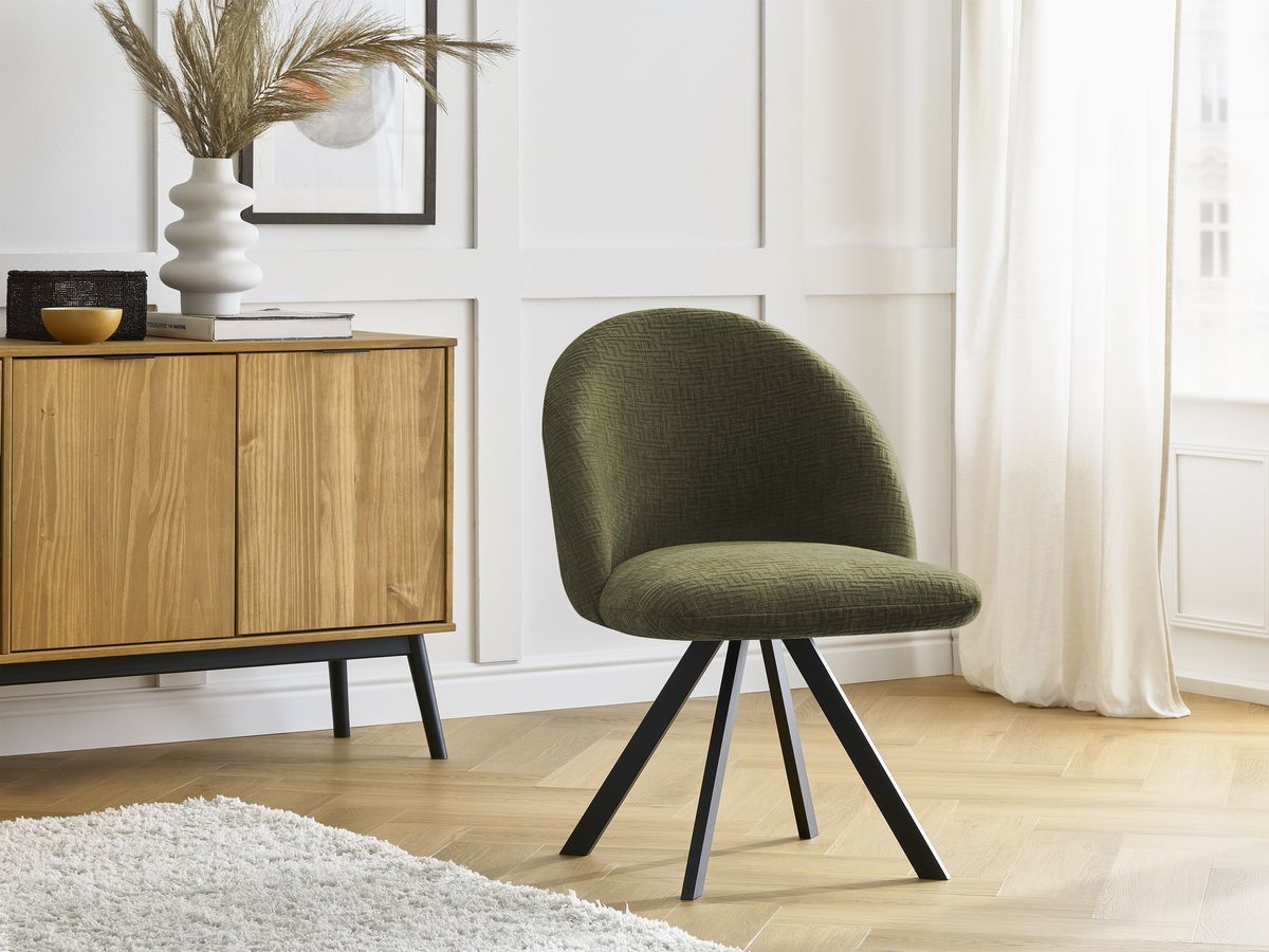 Chaise LALIE tissu texturé et pieds étoile