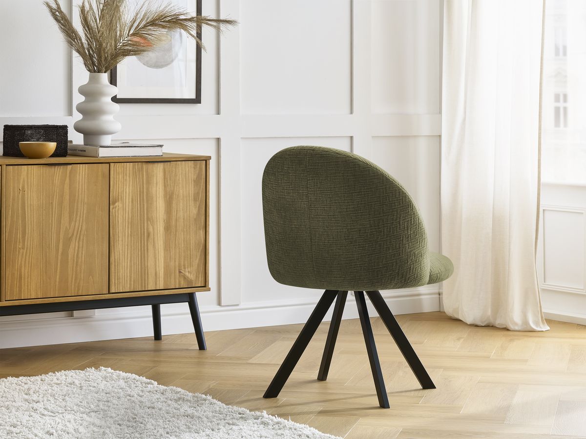 Chaise LALIE tissu texturé et pieds étoile