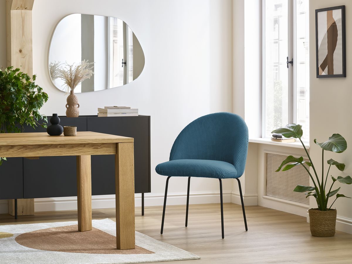 Lot de chaises LALIE velours côtelé et pieds métal noir bleu foncé — vue 6