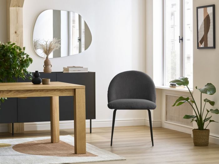 Lot de chaises LALIE tissu velours côtelé et pieds métal noir