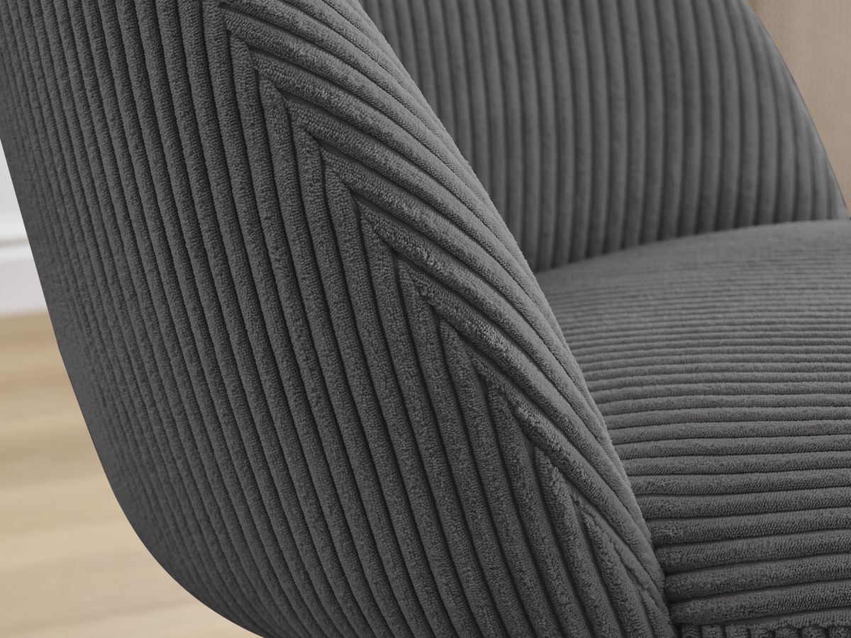 Set LALIE-stoelen in corduroystof en zwarte metalen poten