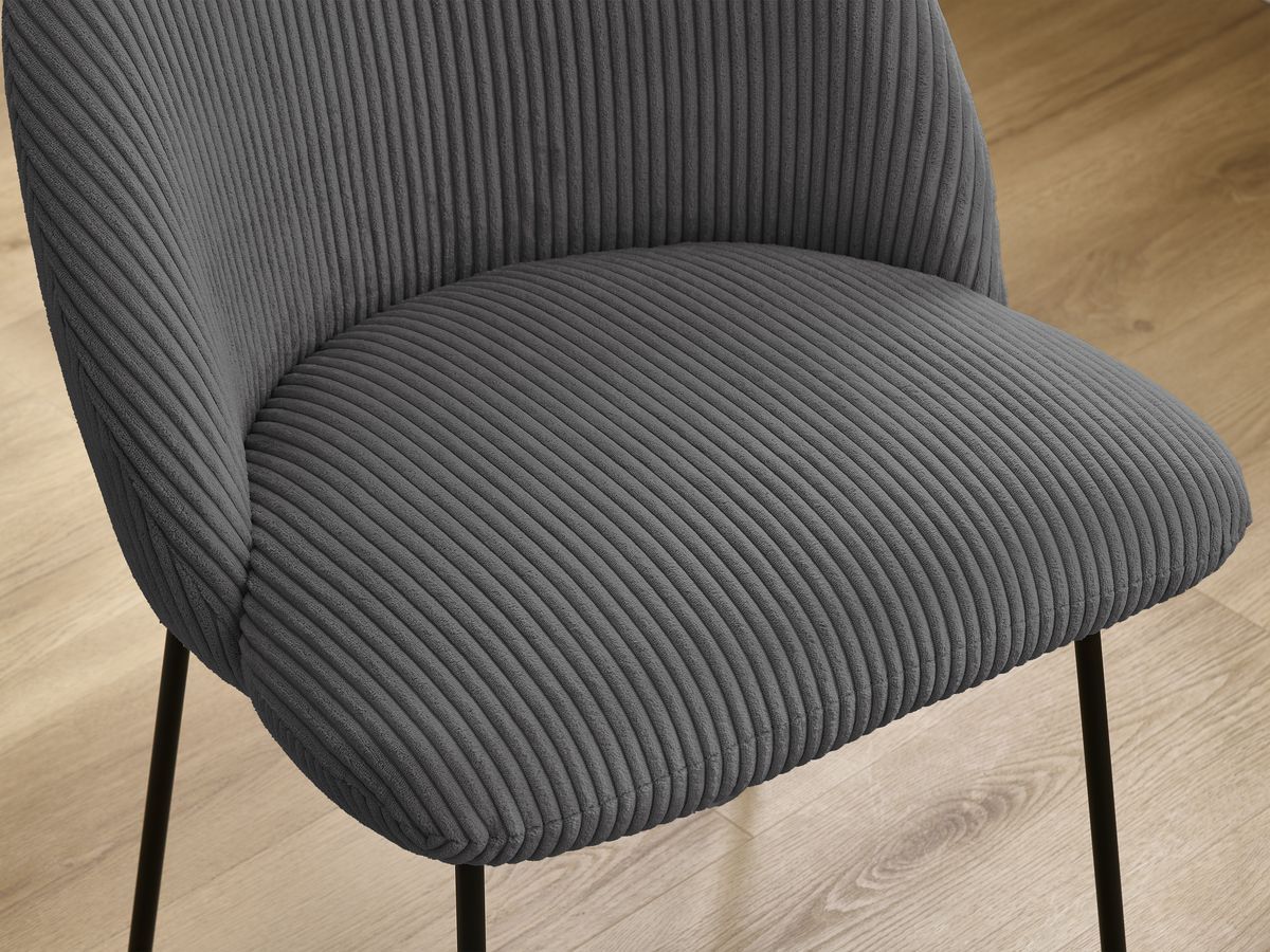 Set LALIE-stoelen in corduroystof en zwarte metalen poten