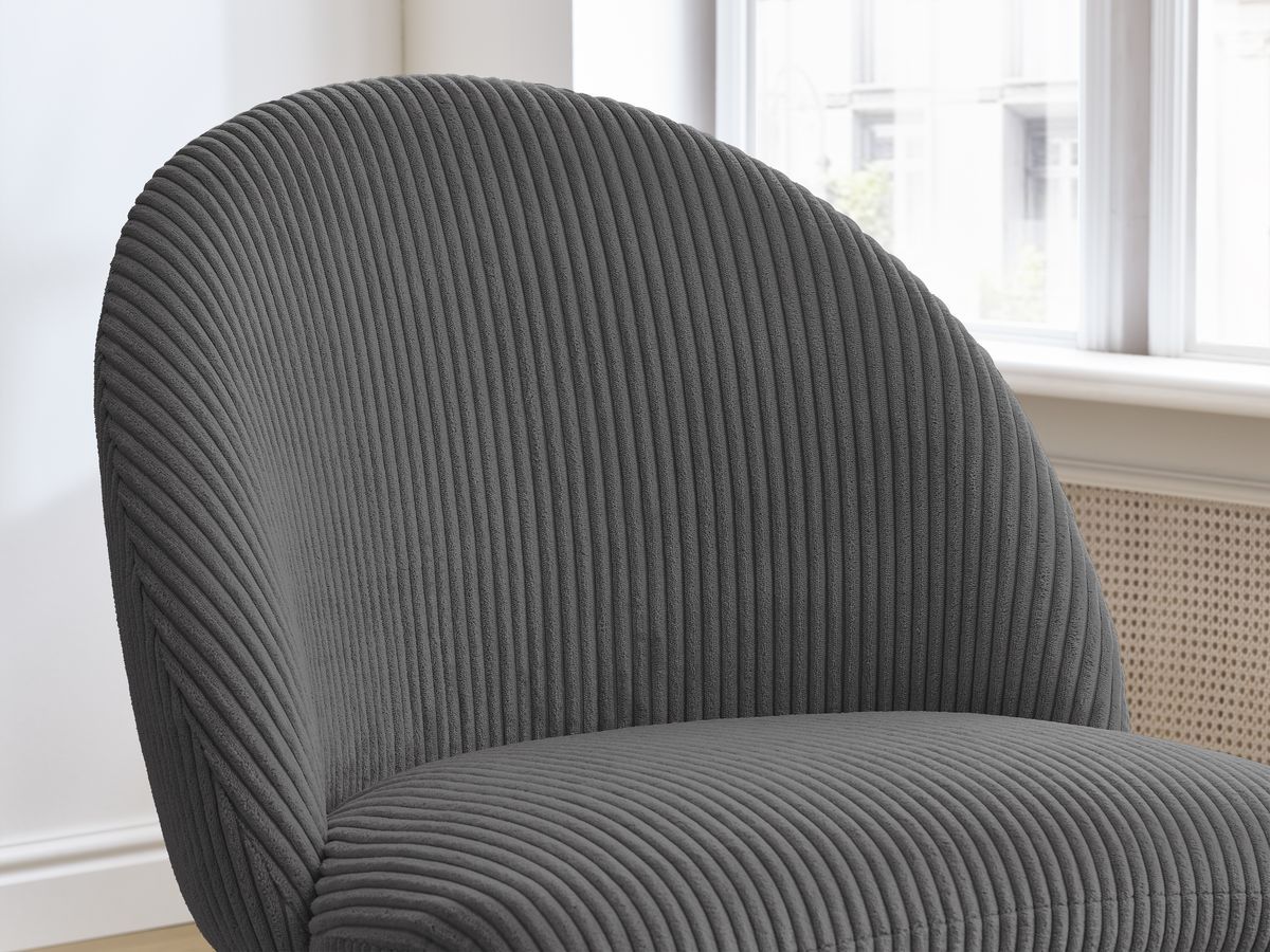 Set LALIE-stoelen in corduroystof en zwarte metalen poten