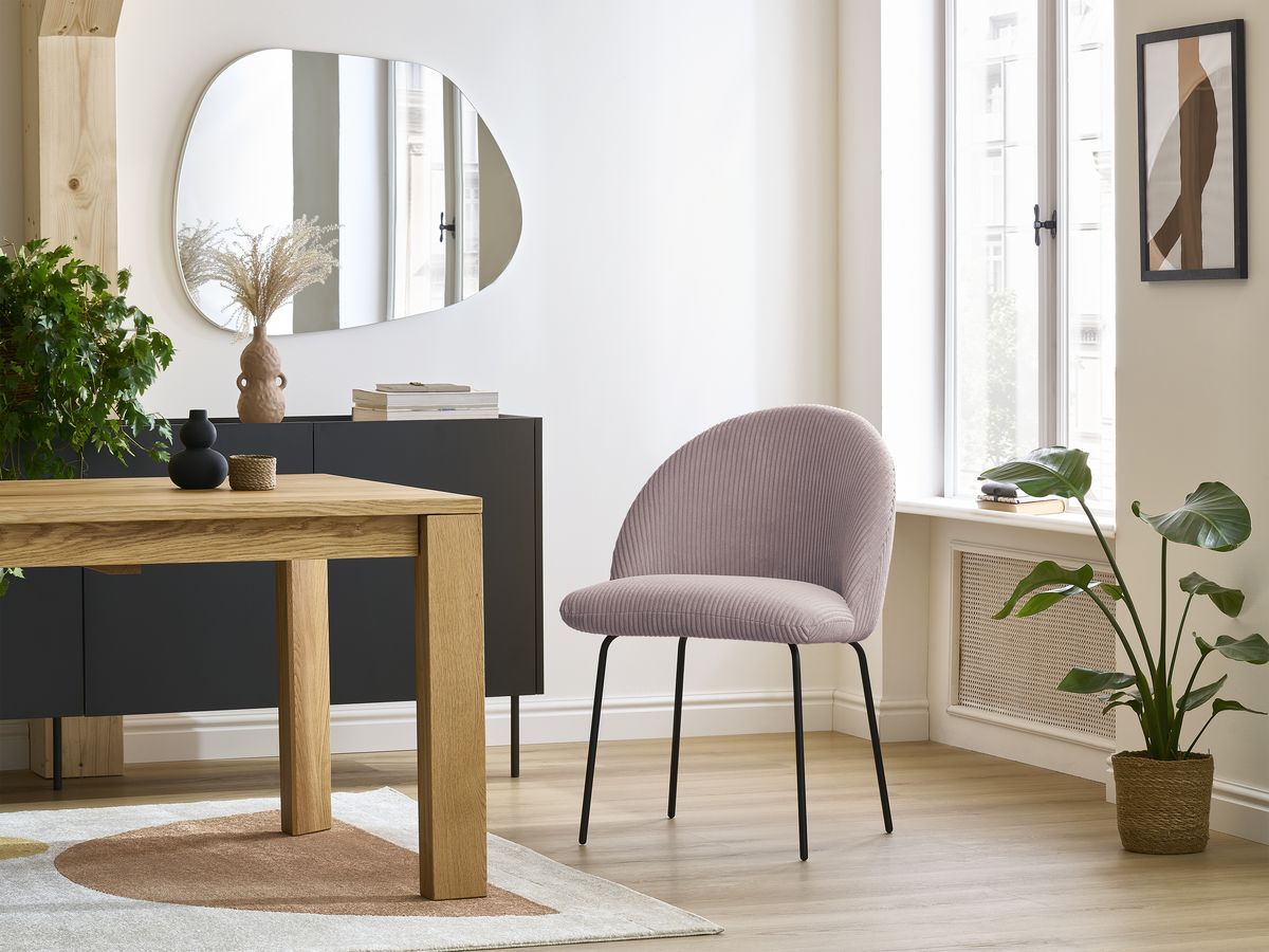 Lot de chaises LALIE velours côtelé et pieds métal noir rose — vue 6