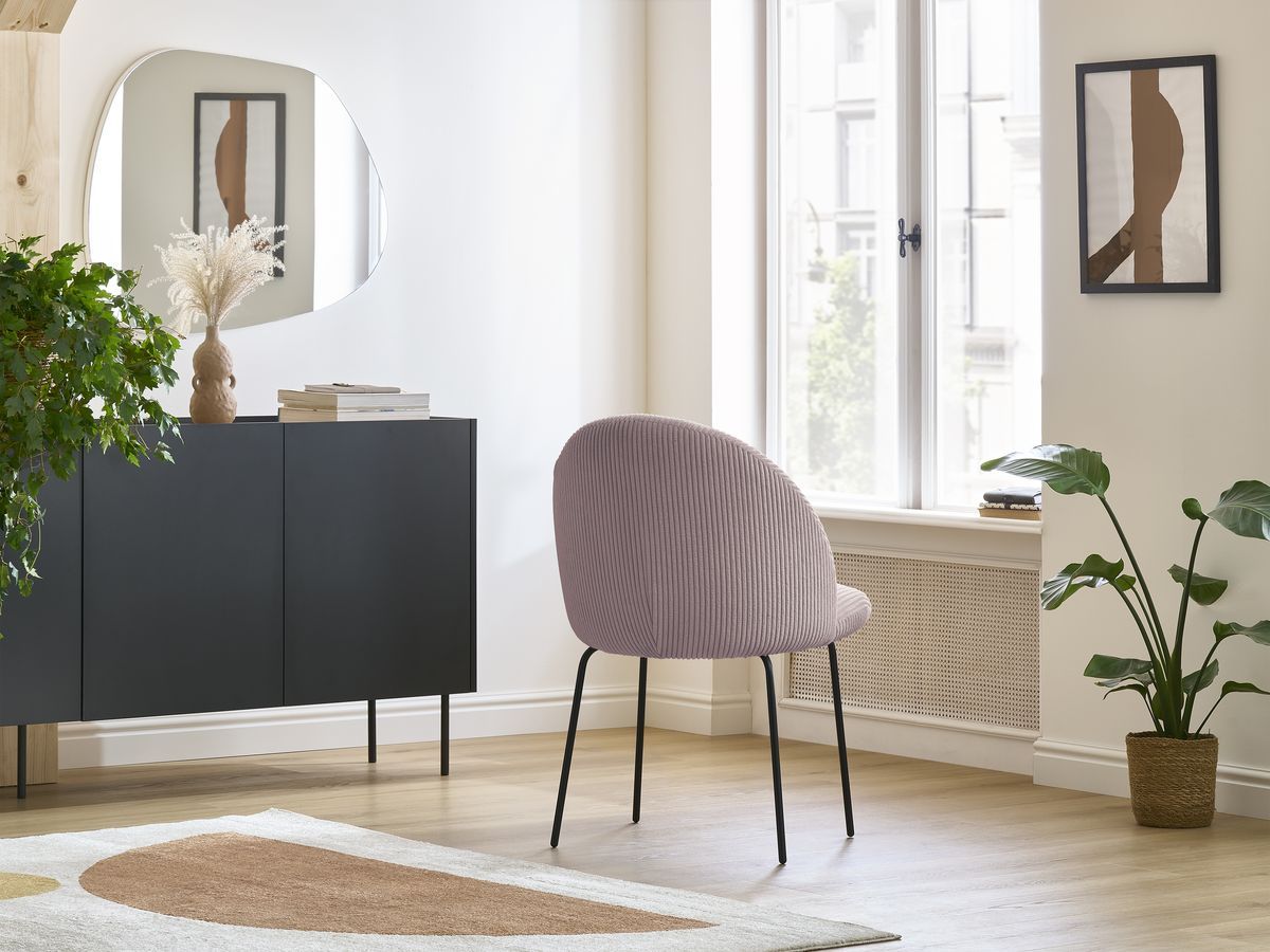 Lot de chaises LALIE tissu velours côtelé et pieds métal noir