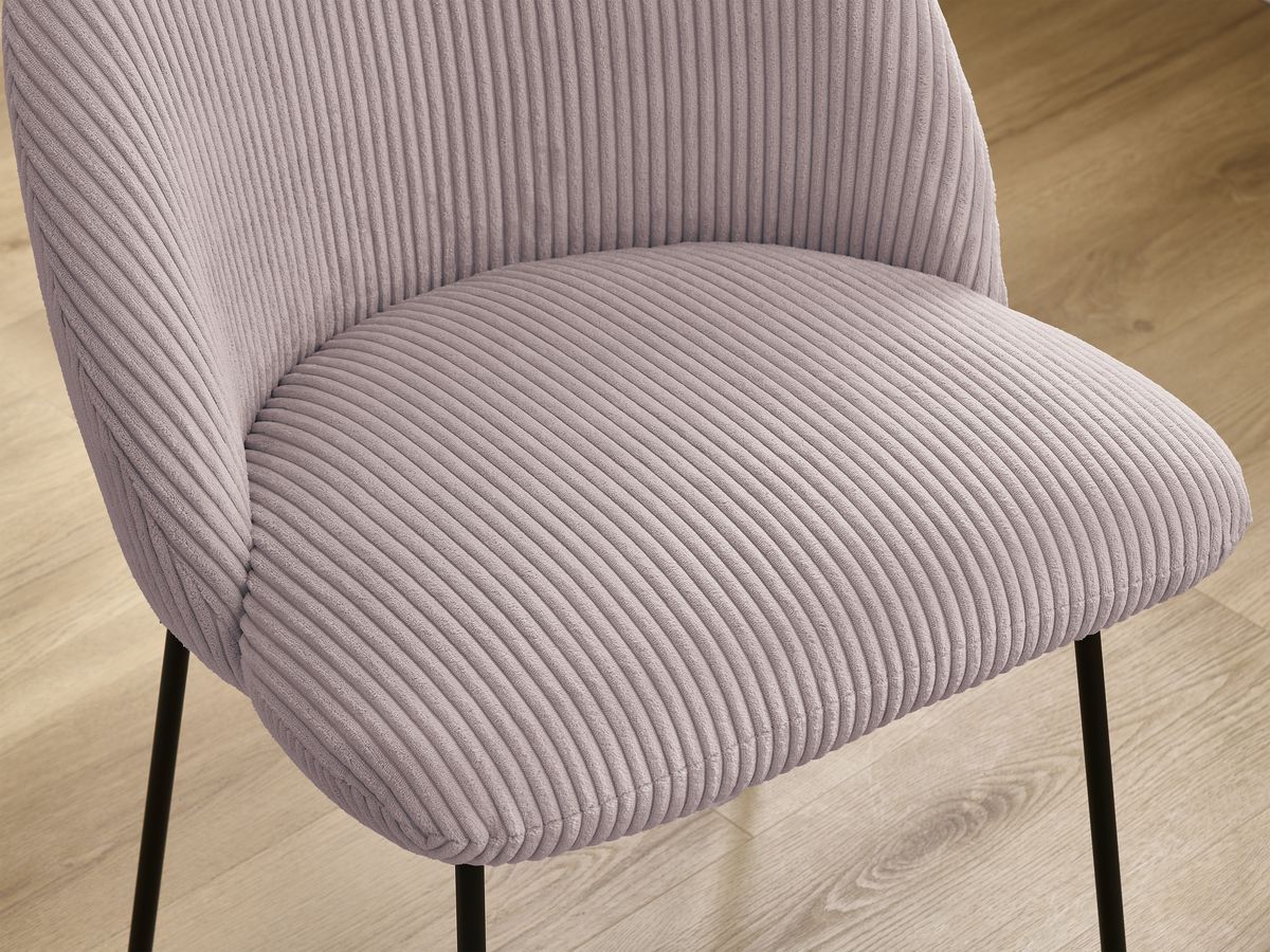 Set LALIE-stoelen in corduroystof en zwarte metalen poten
