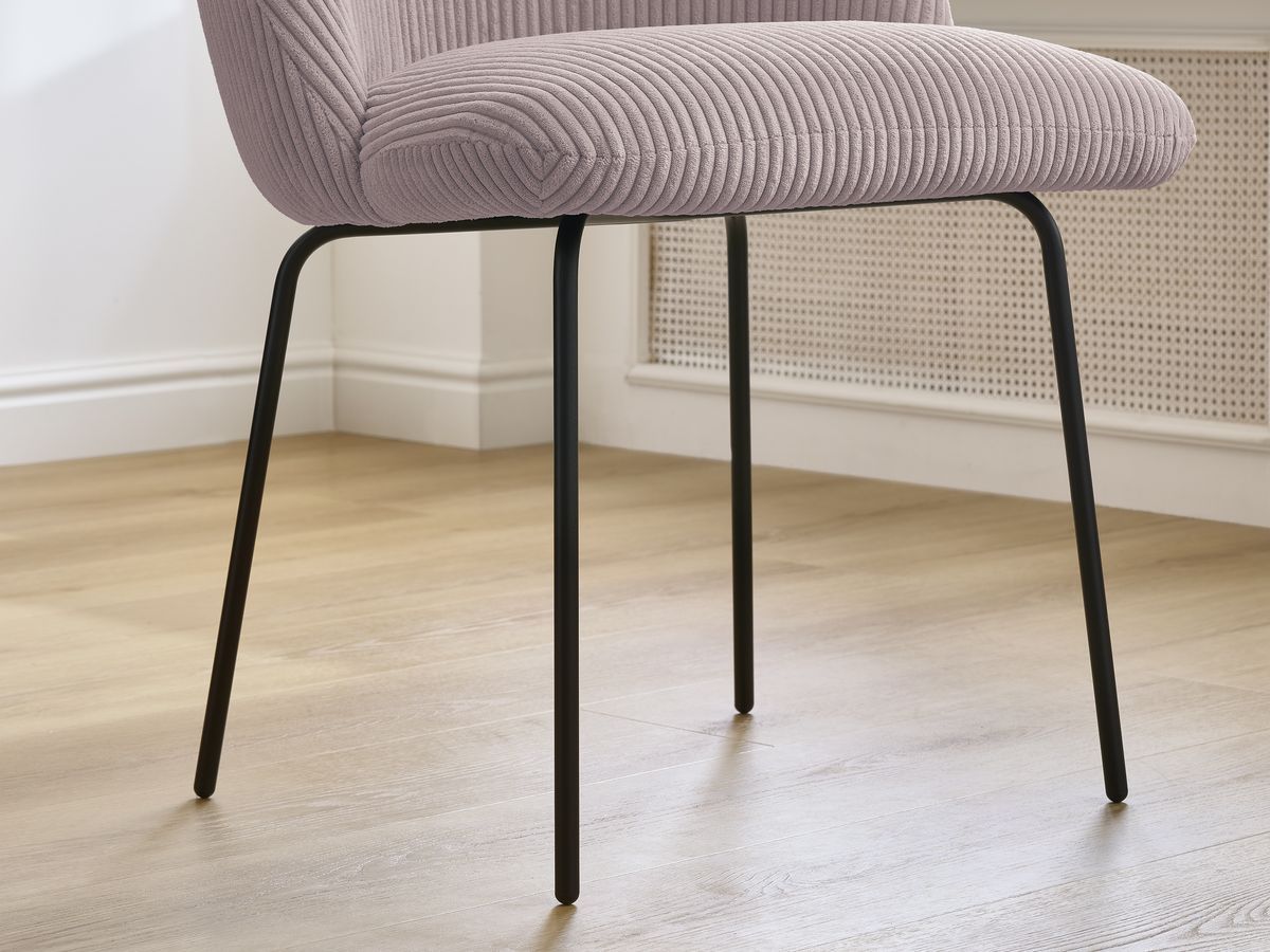 Lot de chaises LALIE tissu velours côtelé et pieds métal noir