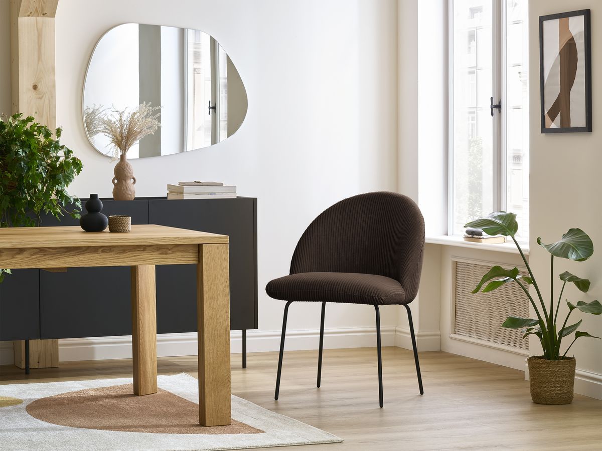 Lot de chaises LALIE velours côtelé et pieds métal noir marron — vue 6