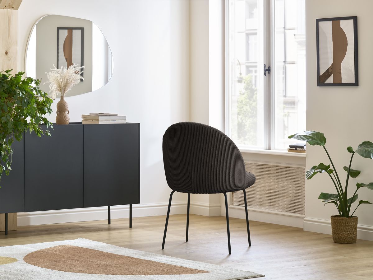 Lot de chaises LALIE tissu velours côtelé et pieds métal noir
