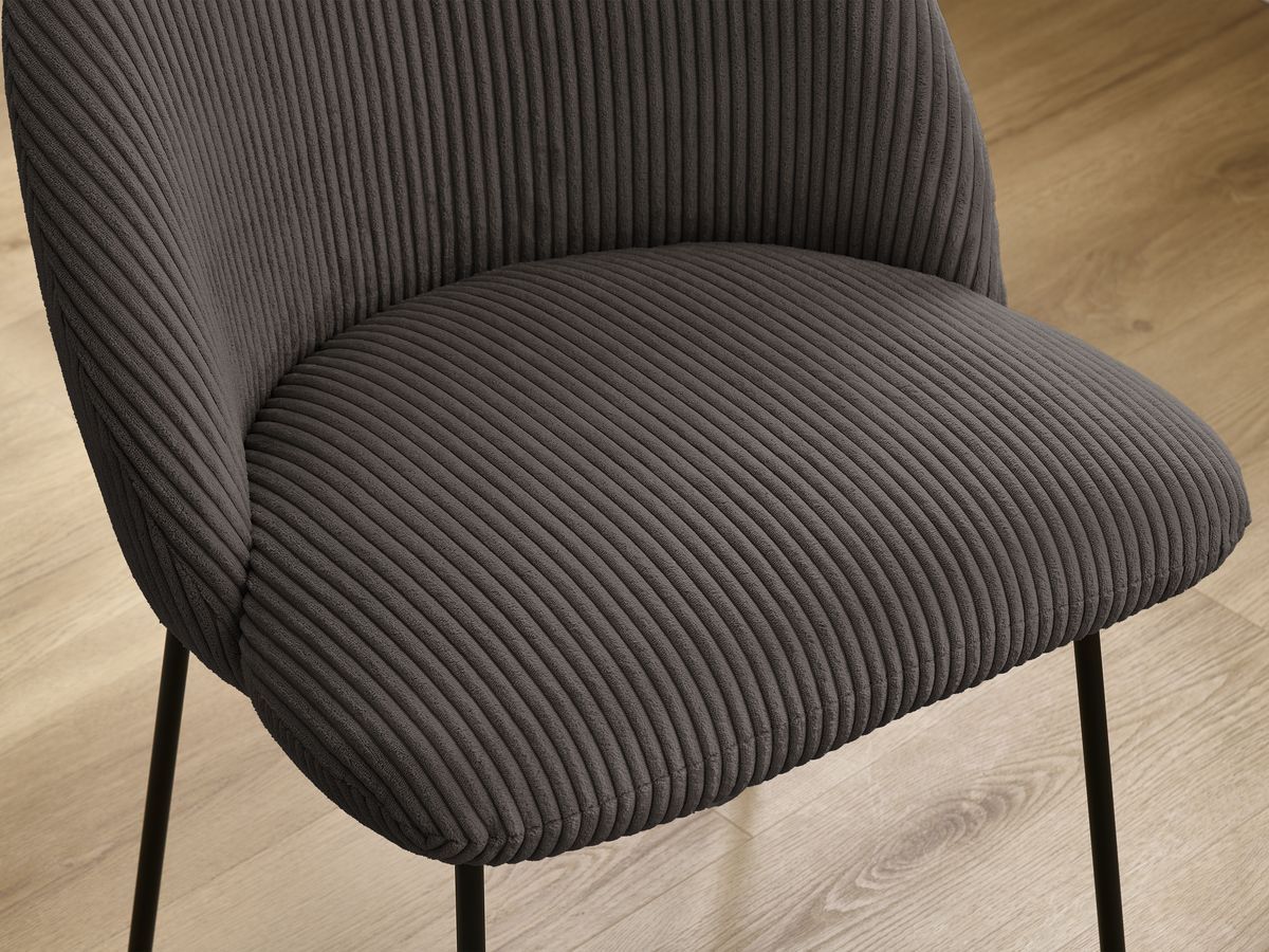 Lot de chaises LALIE tissu velours côtelé et pieds métal noir