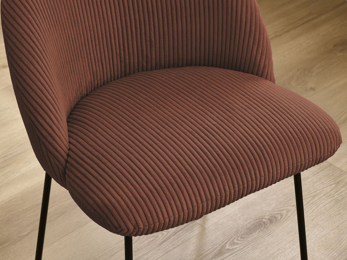 Set LALIE-stoelen in corduroystof en zwarte metalen poten