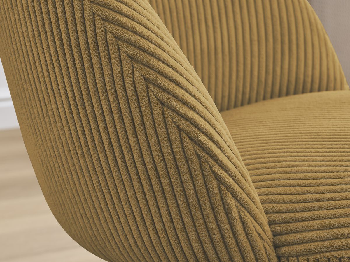 Set LALIE-stoelen in corduroystof en zwarte metalen poten