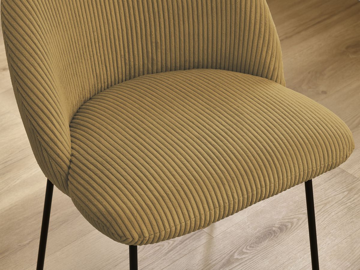 Lot de chaises LALIE tissu velours côtelé et pieds métal noir